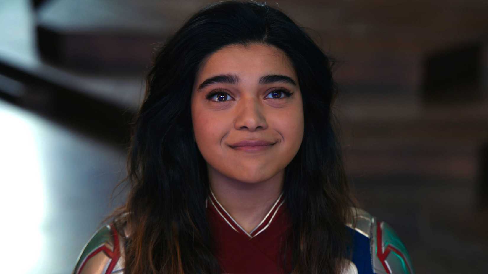 Iman Vellani as Kamala Khan aka Ms. Marvel smiling in The Marvels