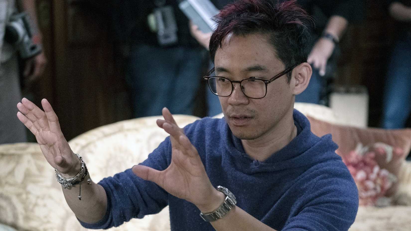 James Wan on the set of Malignant
