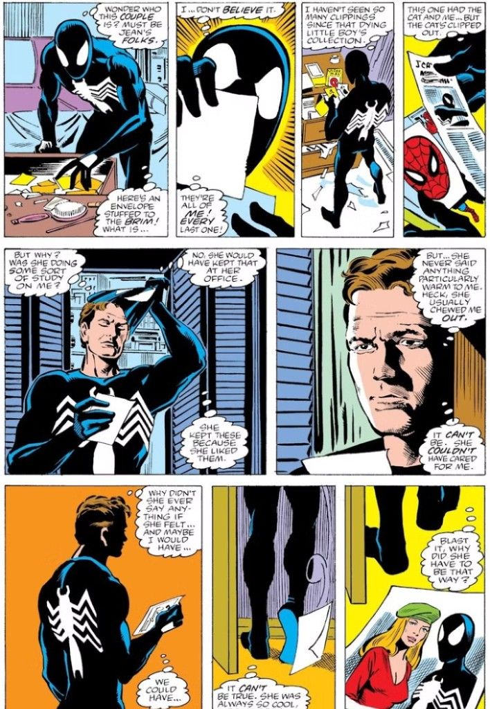 Spider-Man finds a photo of himself with Jean DeWollf.