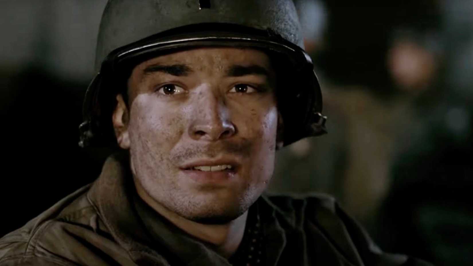Jimmy Fallon looks worried in Band of Brothers