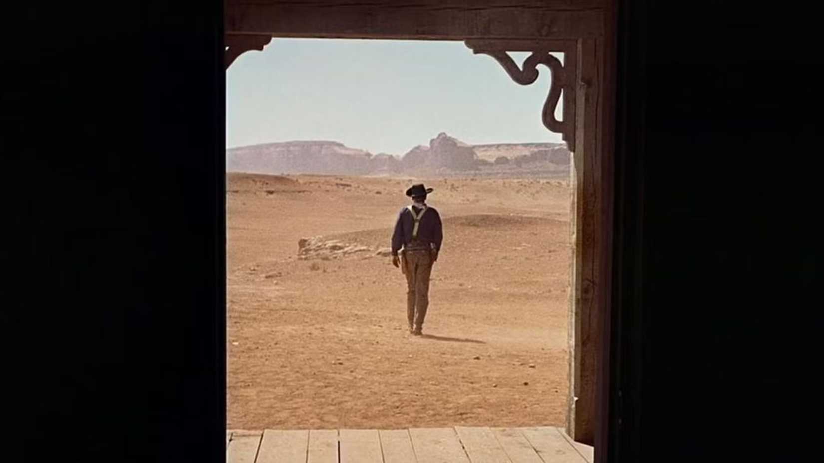 John Wayne as Ethan Edawrds leaving in The Searchers