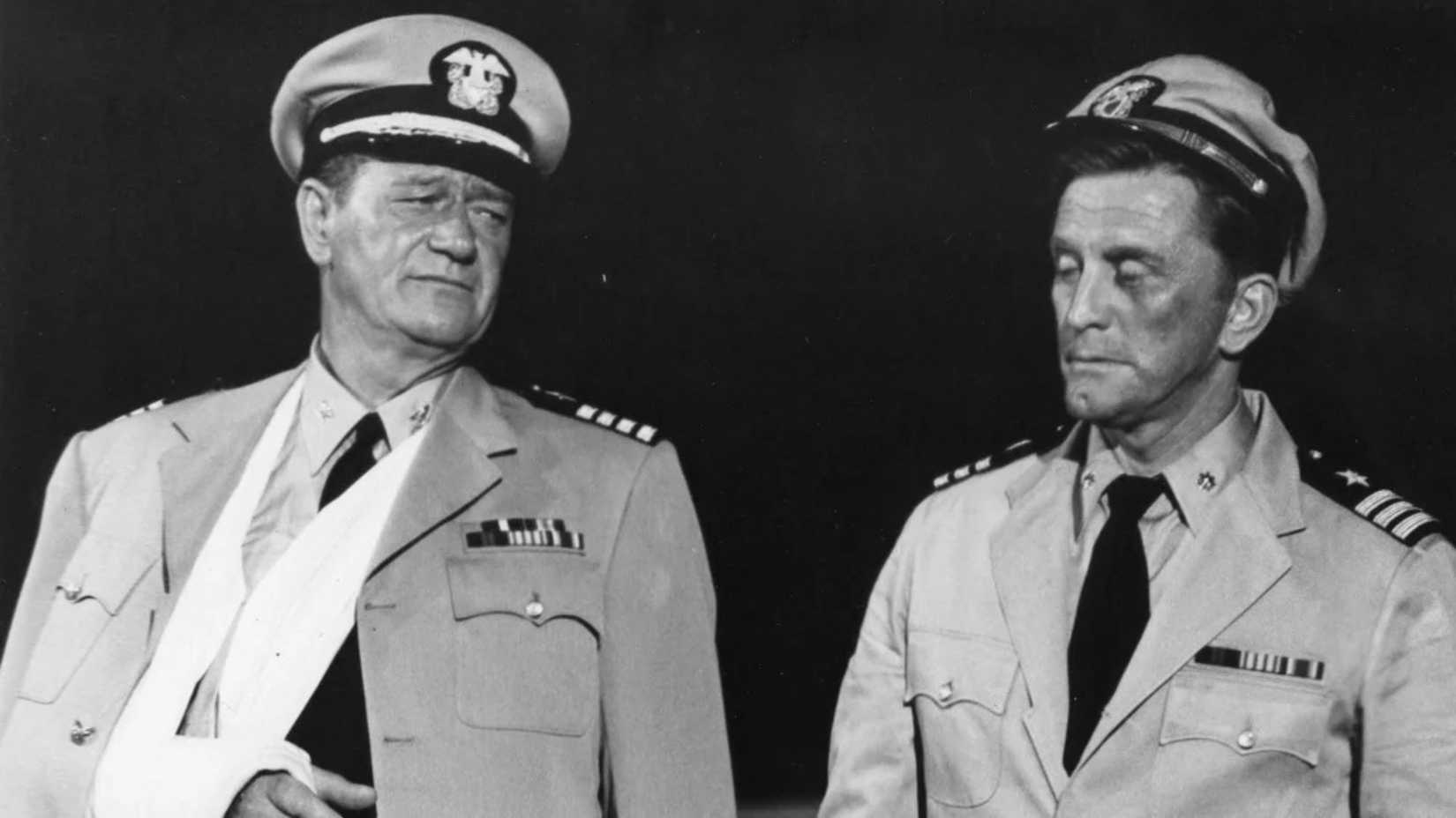 Kirk Douglas as Paul with John Wayne as Rock in In Harm's Way