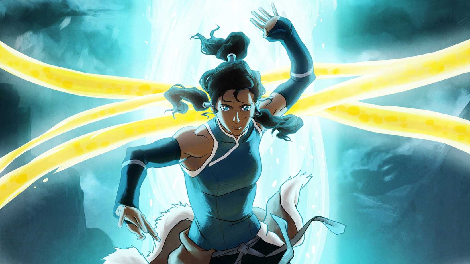 Korra is surrounded by spirit energy in The Legend of Korra