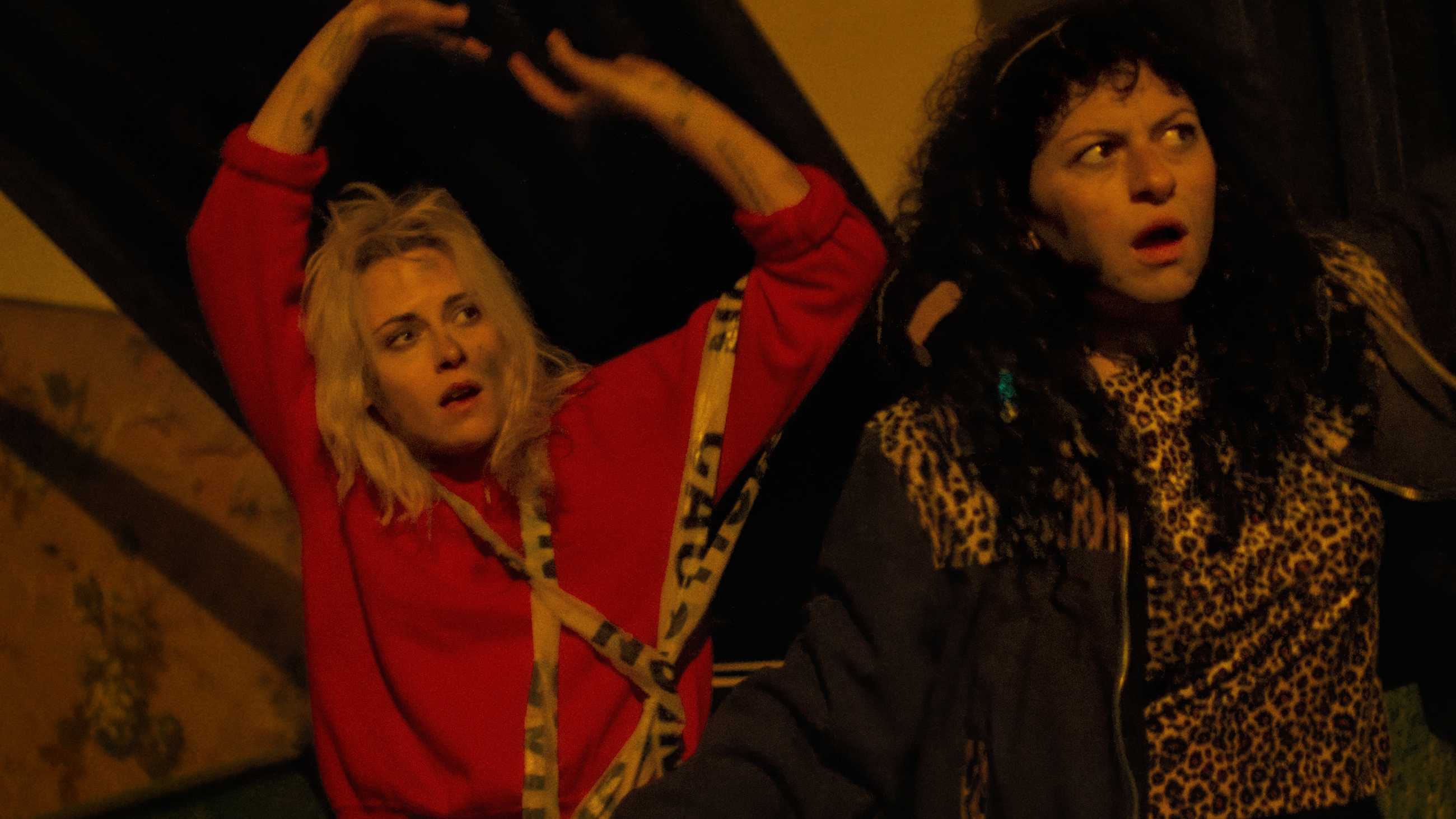 Kristen Stewart and Alia Shawkat popping out of a dumpster in The Wrong Girls
