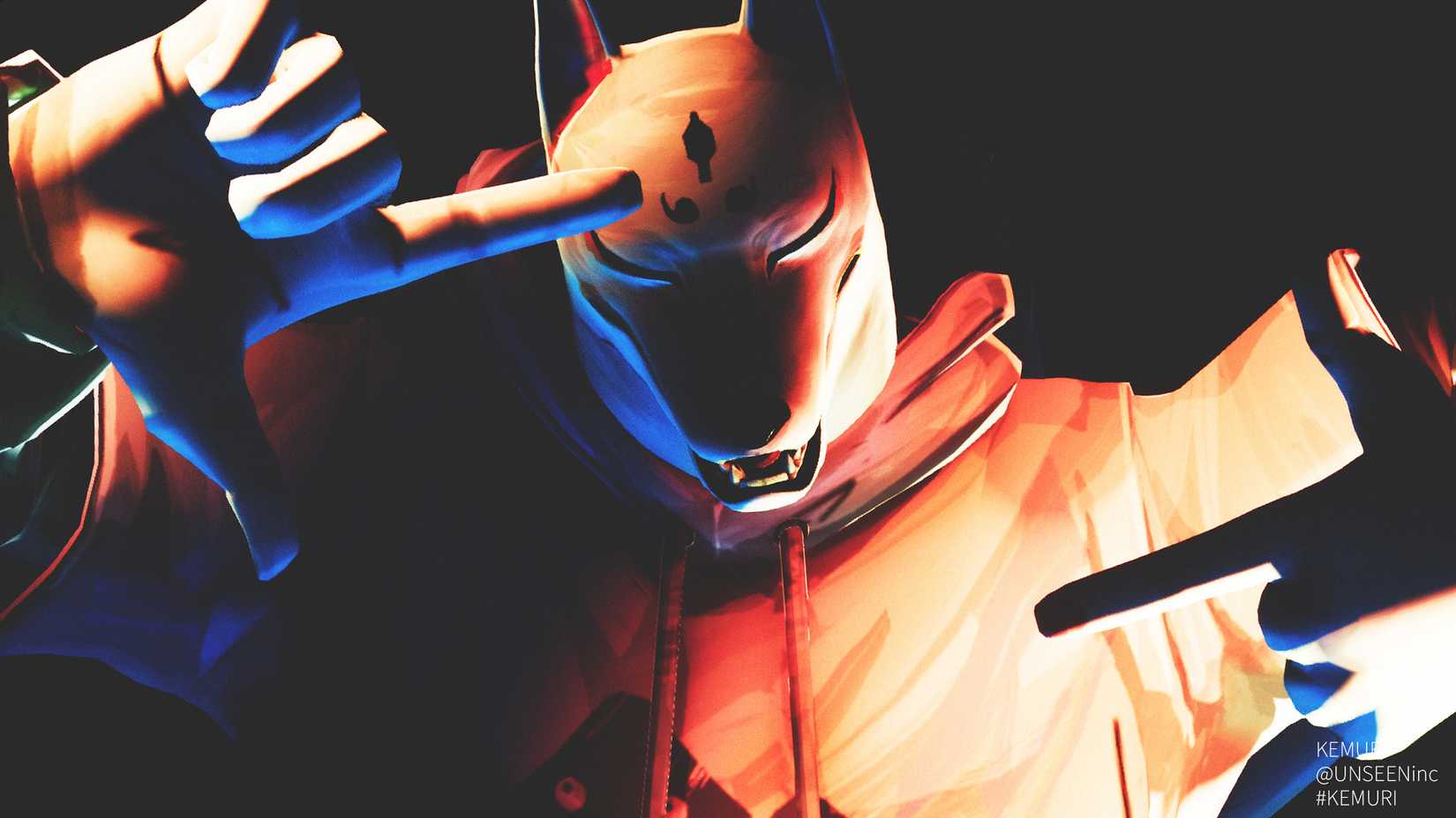 Kumuri Fox Mask Character Pose