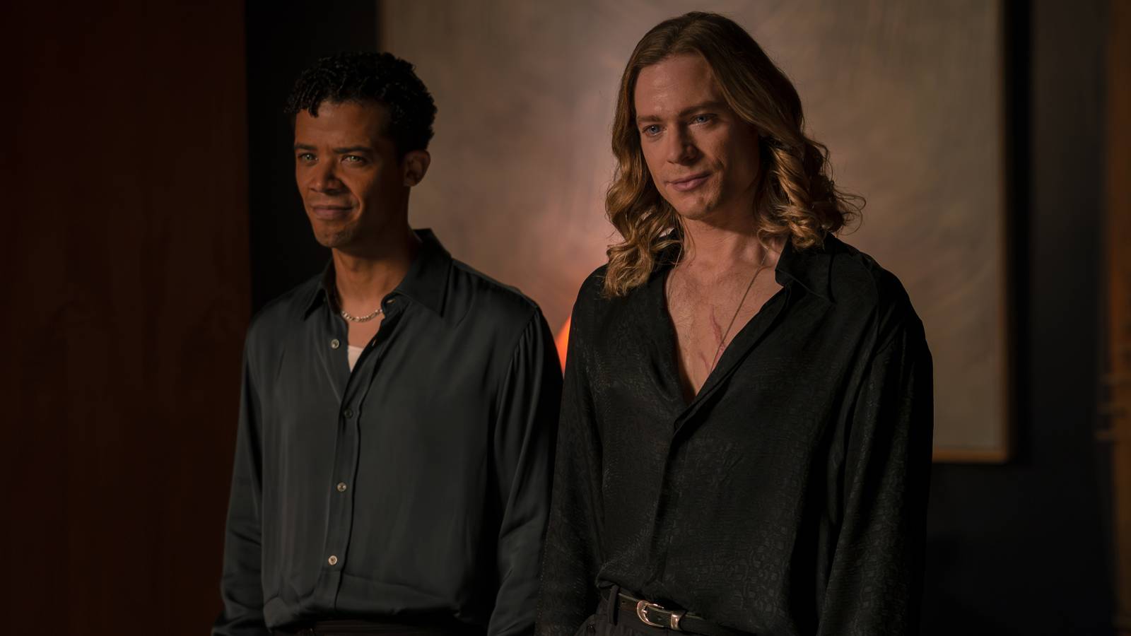 Lestat and Louis standing together in a still from The Vampire Lestat