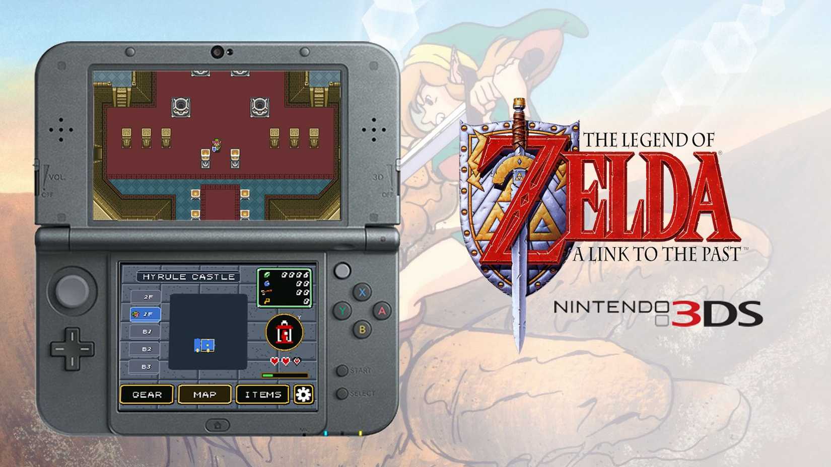 Link to the Past fan port for the 3DS showing dual-screen compatibility