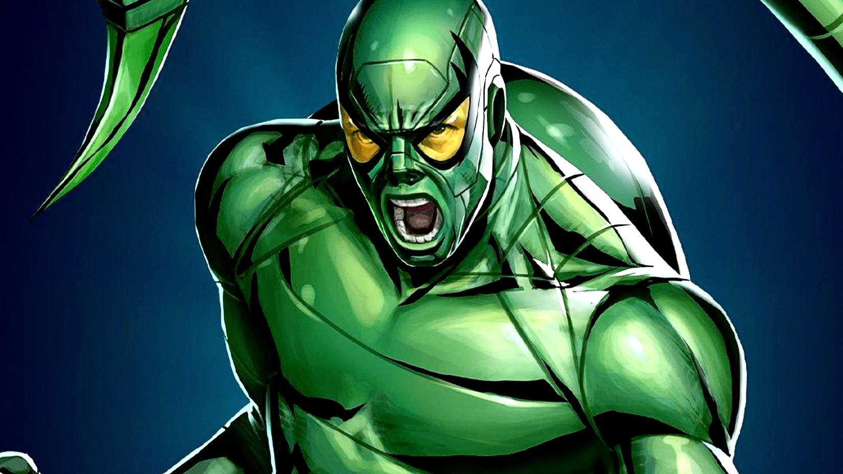Mac Gargan aka Scorpion screams in Marvel Puzzle Quest art