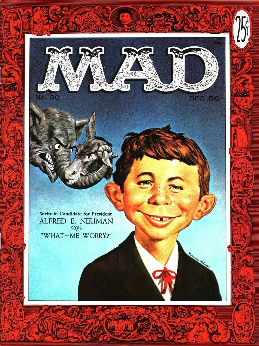 The cover of Mad Magazine issue 30, annoucning Alfred E. Neuman's first run for president.