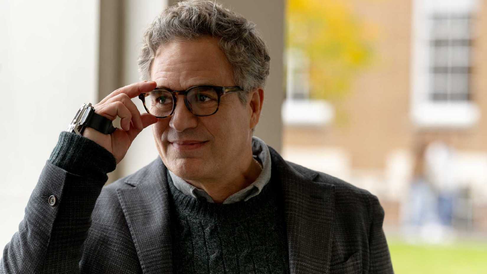 Mark Ruffalo as Bruce Banner adjusting his glasses in Spider-Man: Brand New Day.