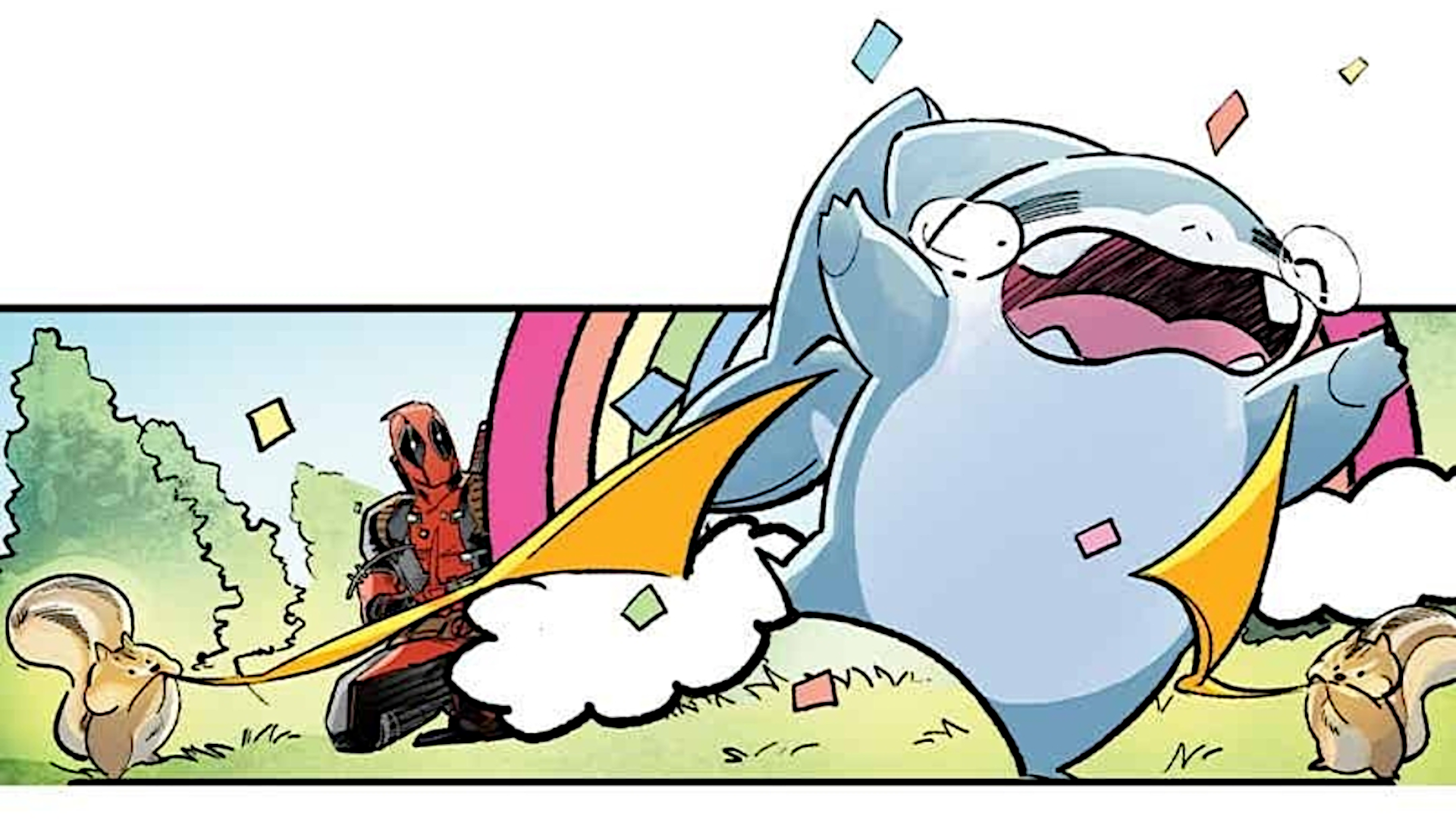 Marvel Hero Beating Spider-Man X-Men Jeff the Land Shark celebrating