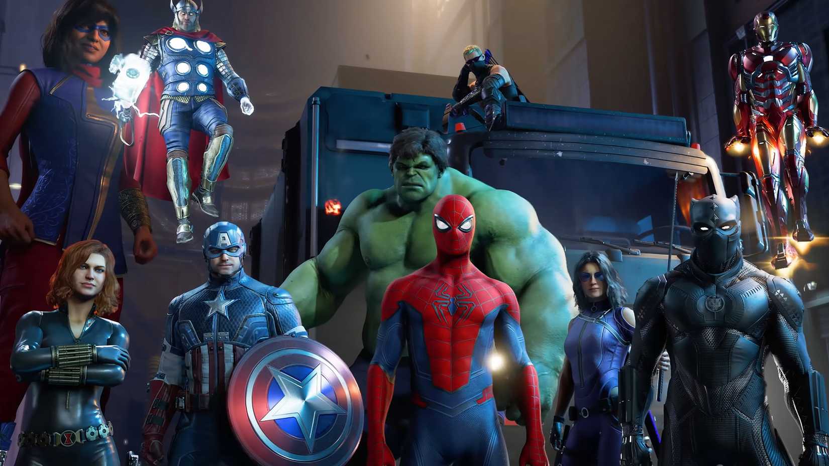 marvel's avengers character roster ensemble