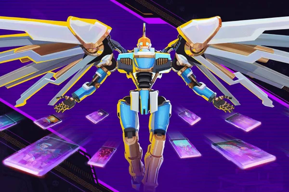 A sleek, Pacific Rim-inspired Mechborn deckbuilder interface featuring mechanical suit customization