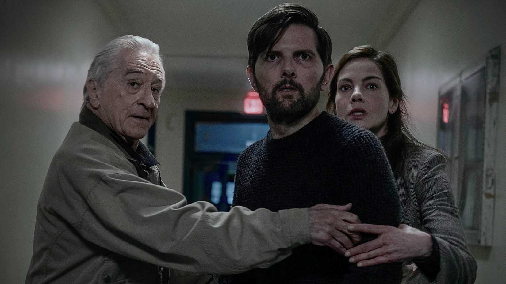 Michelle Monaghan, Adam Scott, and Robert De Niro in The Whisper Man