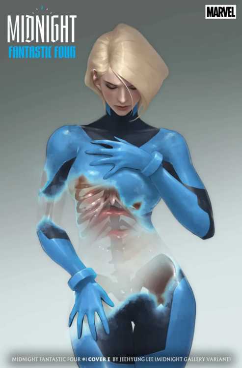 midnight fantastic four cover showing invisible woman