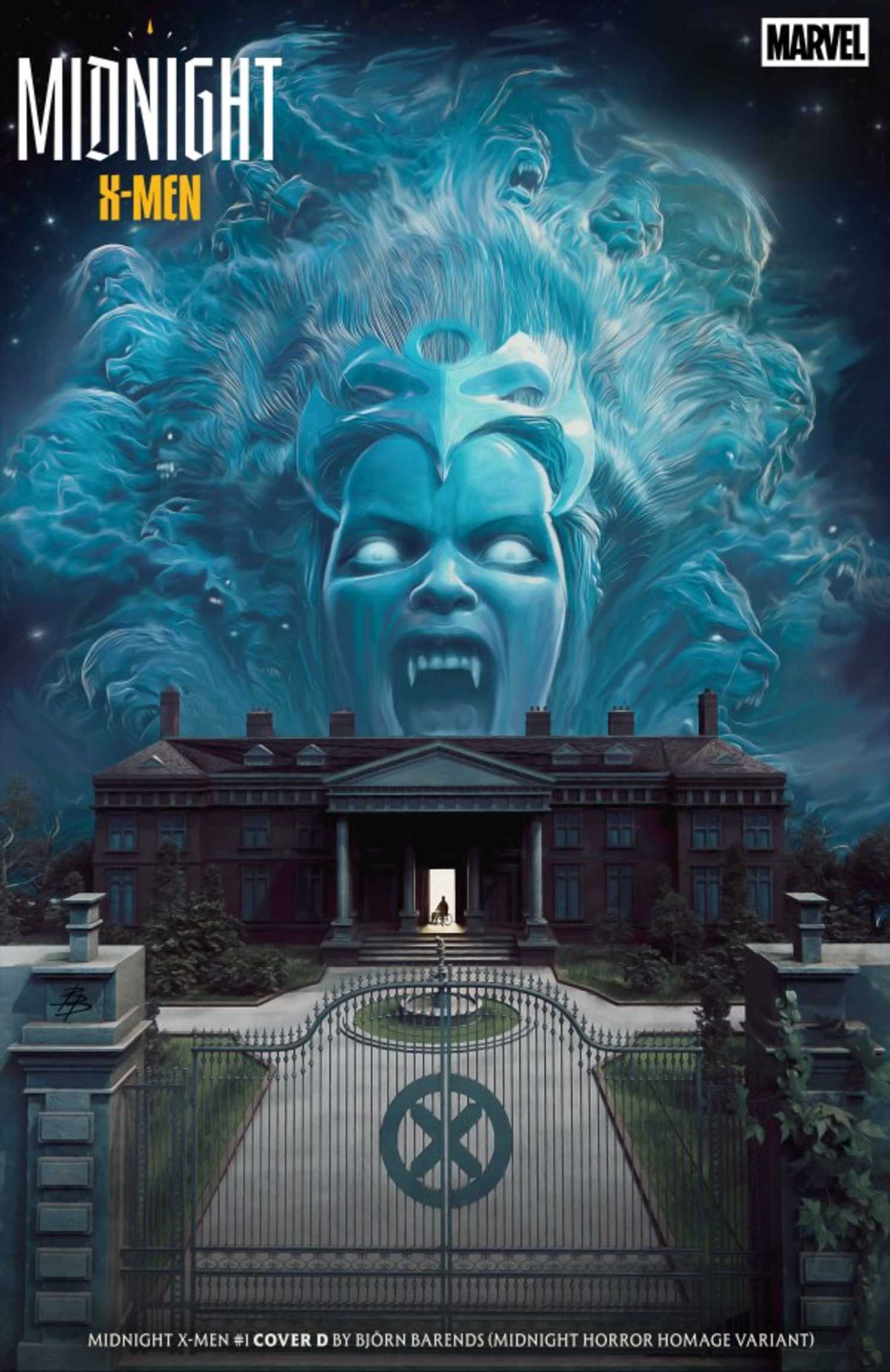 Midnight X-Men #1, Storm in cloud form looming over the X-Mansion