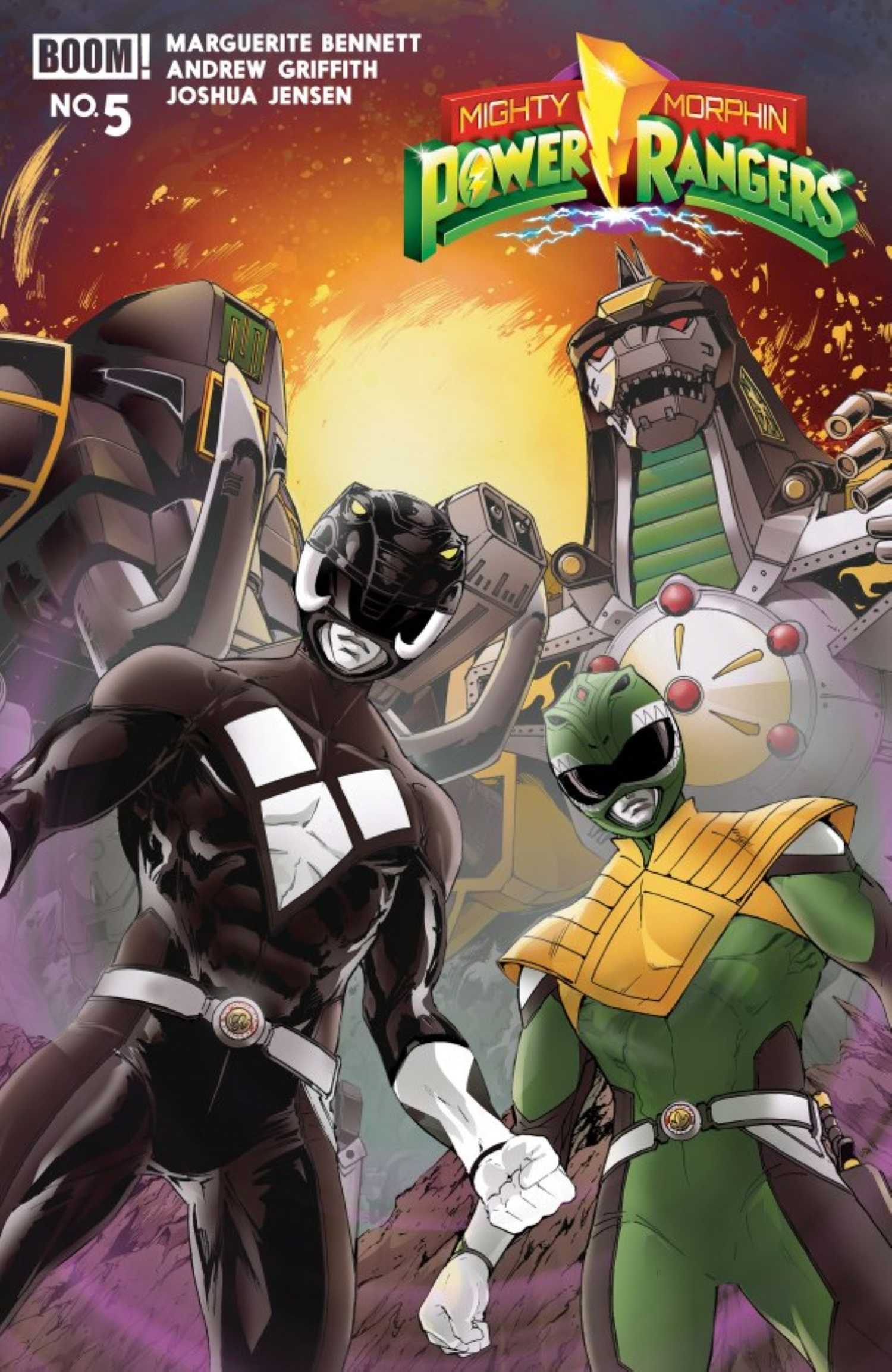 Mighty Morphin Power Rangers #5 cover with Black and Green Ranger