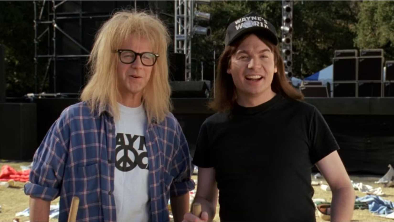 Mike Myers as Wayne and Dana Carvey as Garth in Wayne's World 2