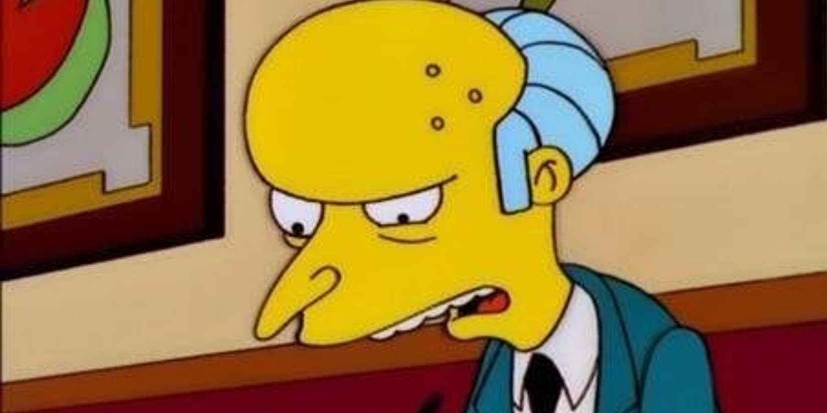 Mr Burns looking confused in The Simpsons