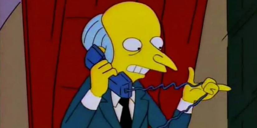 Mr Burns talking on the phone in The Simpsons