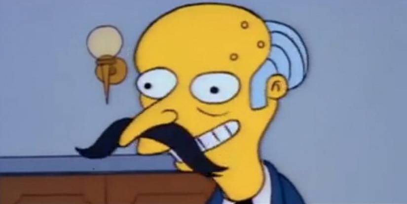 Mr Burns with a fake mustache in The Simpsons