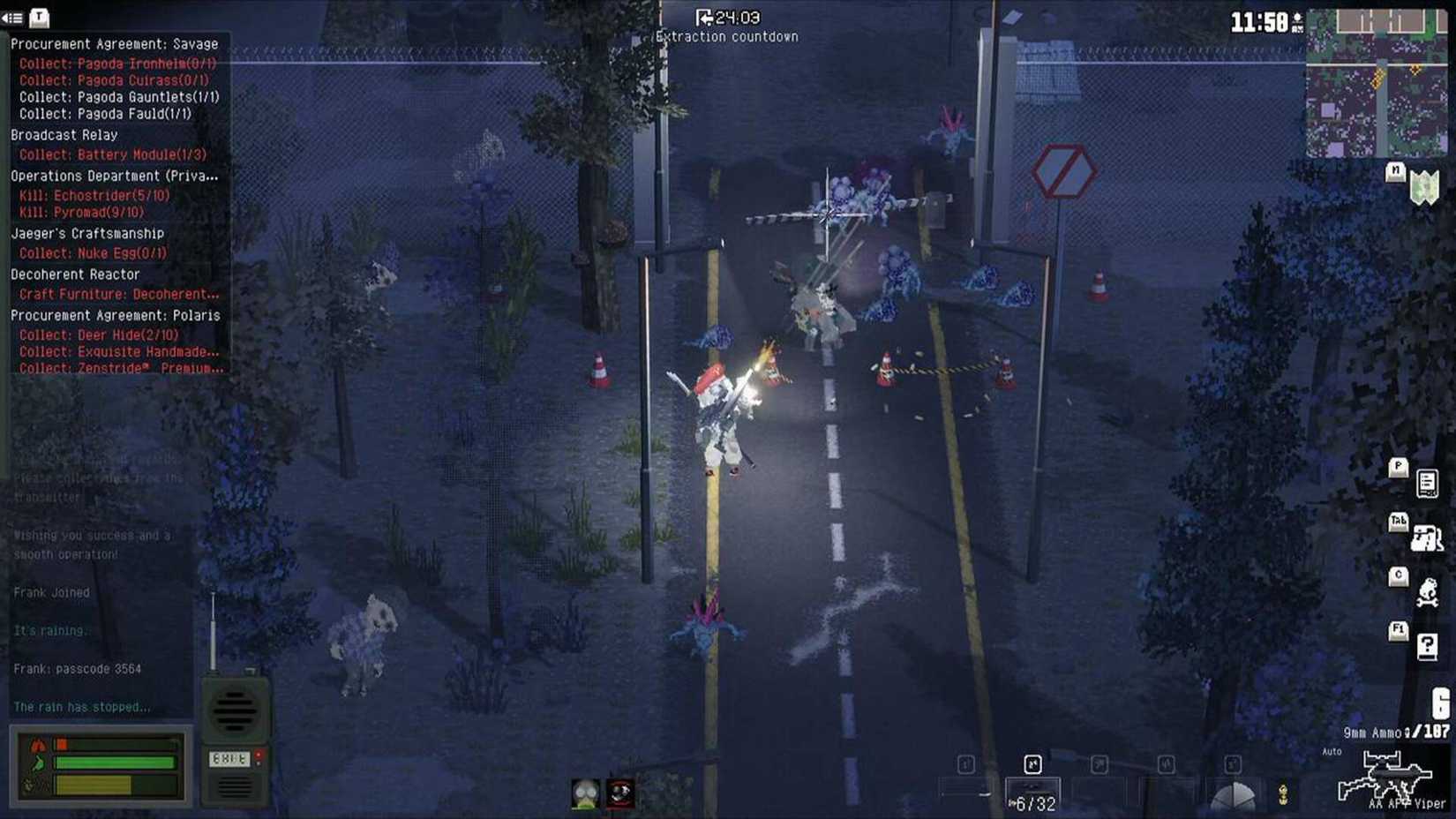 The player shooting enemies in No Such Place.