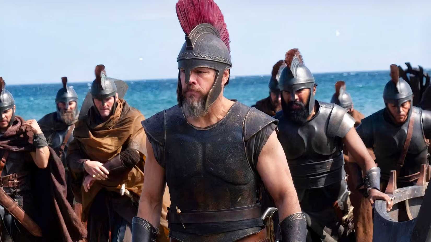 Odysseus and his soldiers getting off a boat in The Odyssey