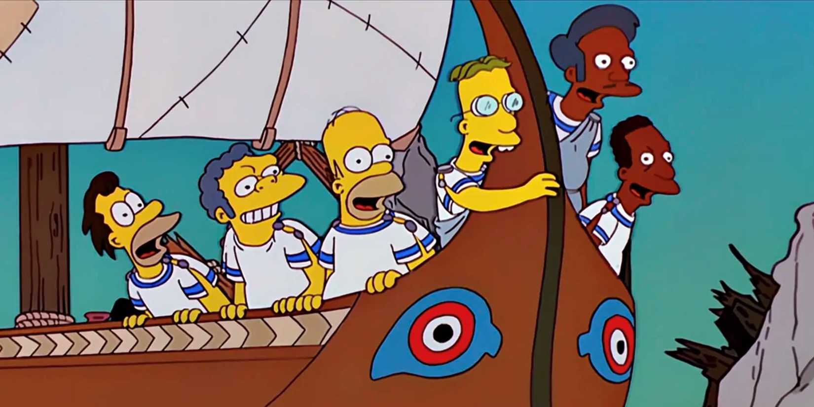 Odysseus sails to the sirens in The Simpsons