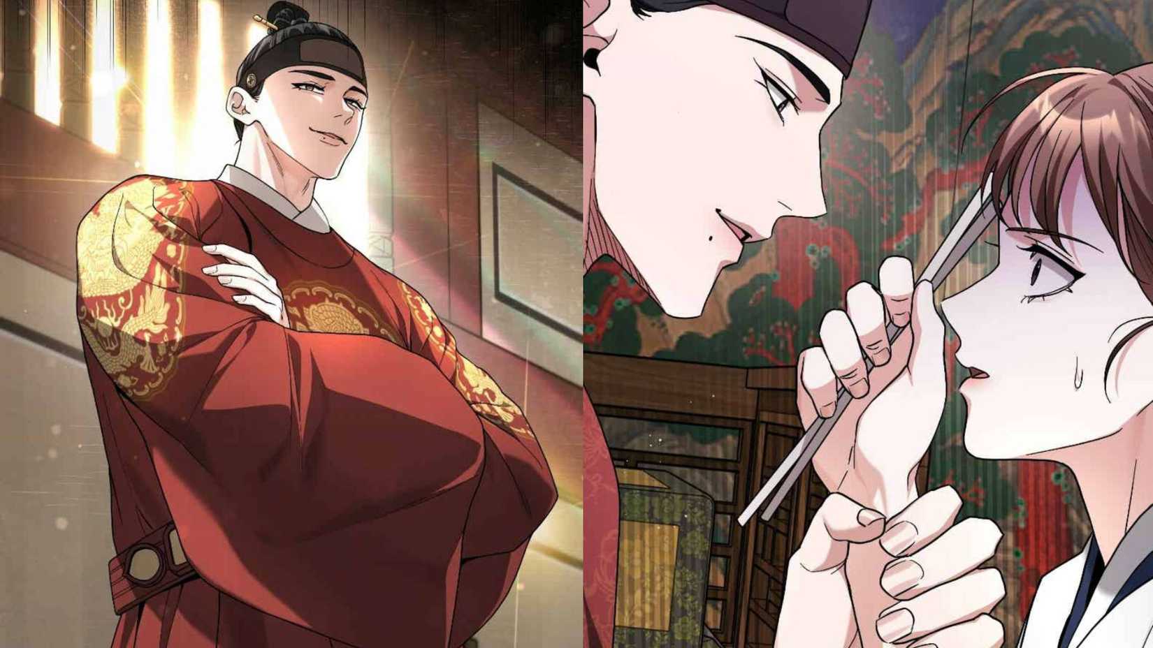 panels from bon appetit your majesty's webtoon