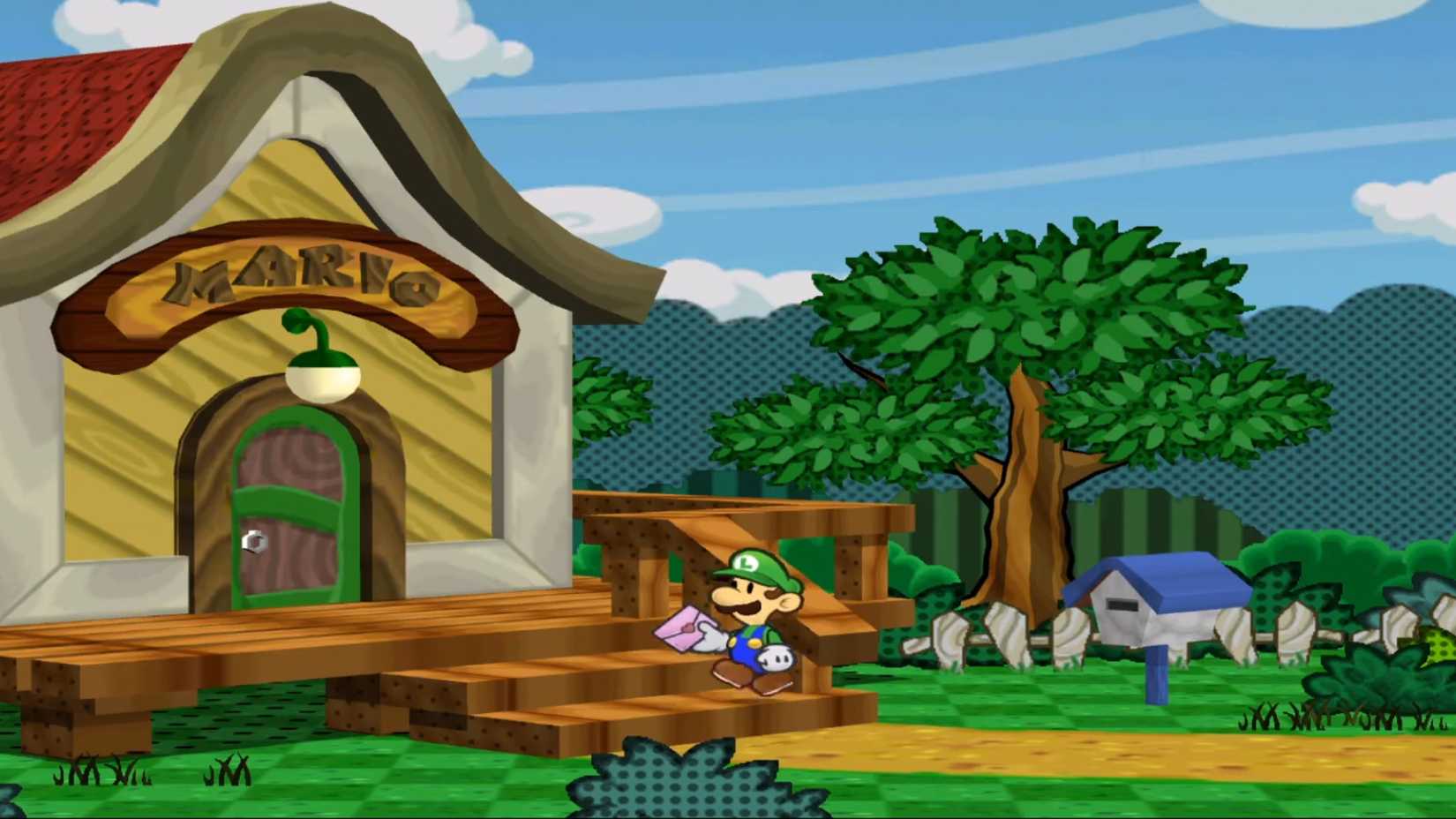 Luigi delivering a letter to Mario in Paper Mario: The Thousand-Year Door.