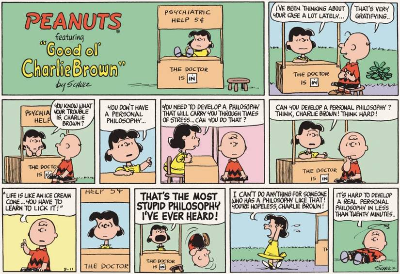 Peanuts comic strip from August 11, 1968 Charlie Brown's ice cream