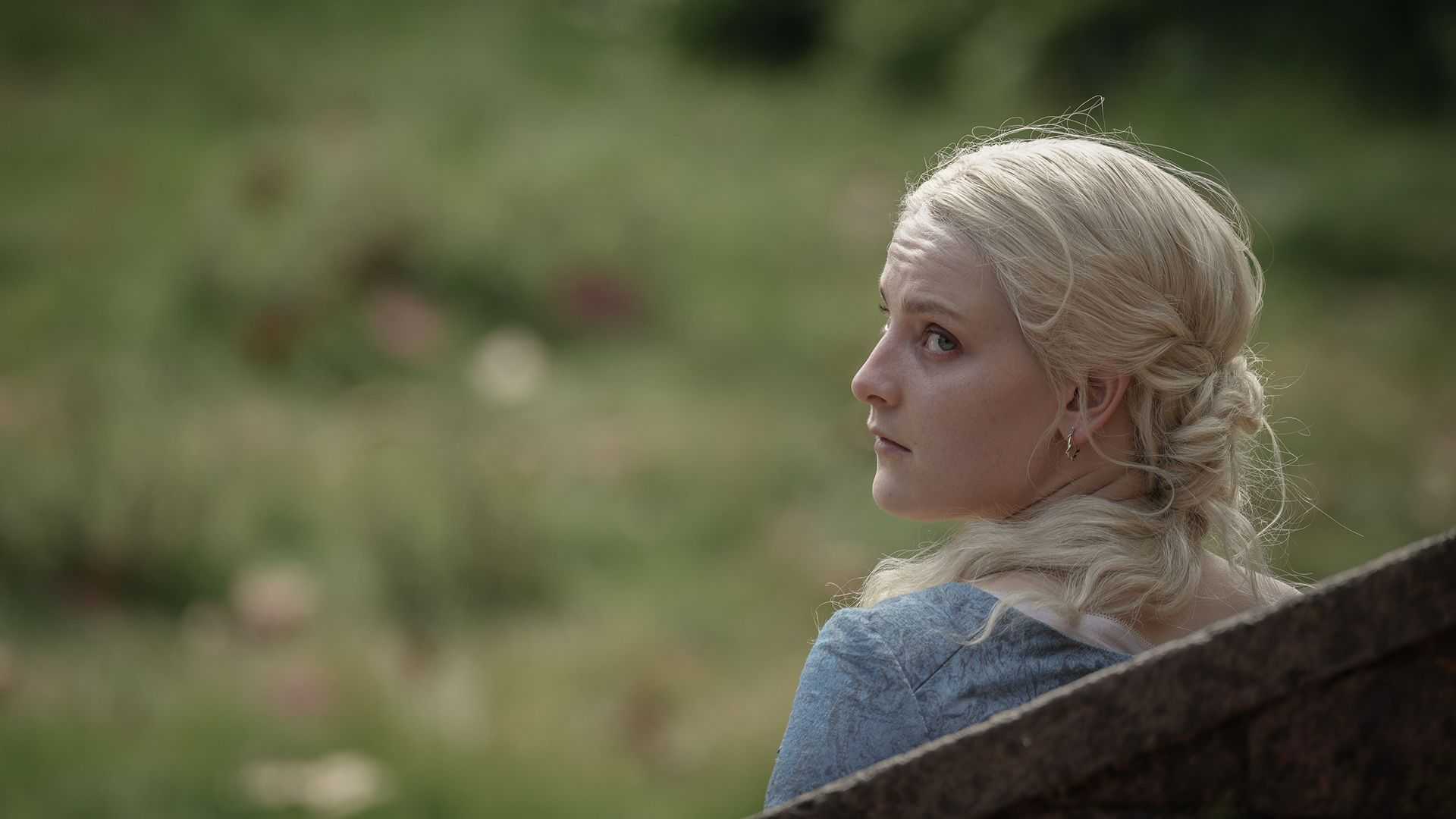 Helaena looking over her shoulder in House of the Dragon
