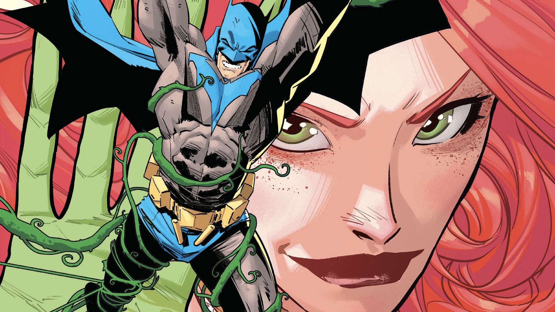 poison ivy looming large over batman