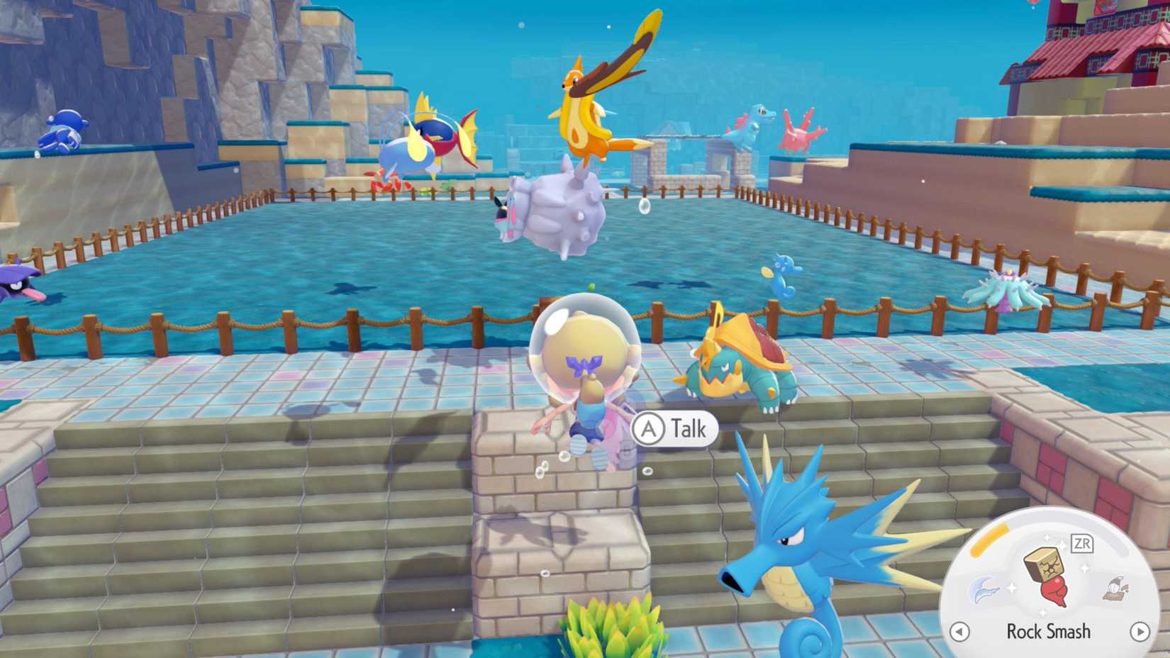 Pokemon Pokopia Bubbly Basin DLC, Ditto bringing multiple Pokemon to build a large structure