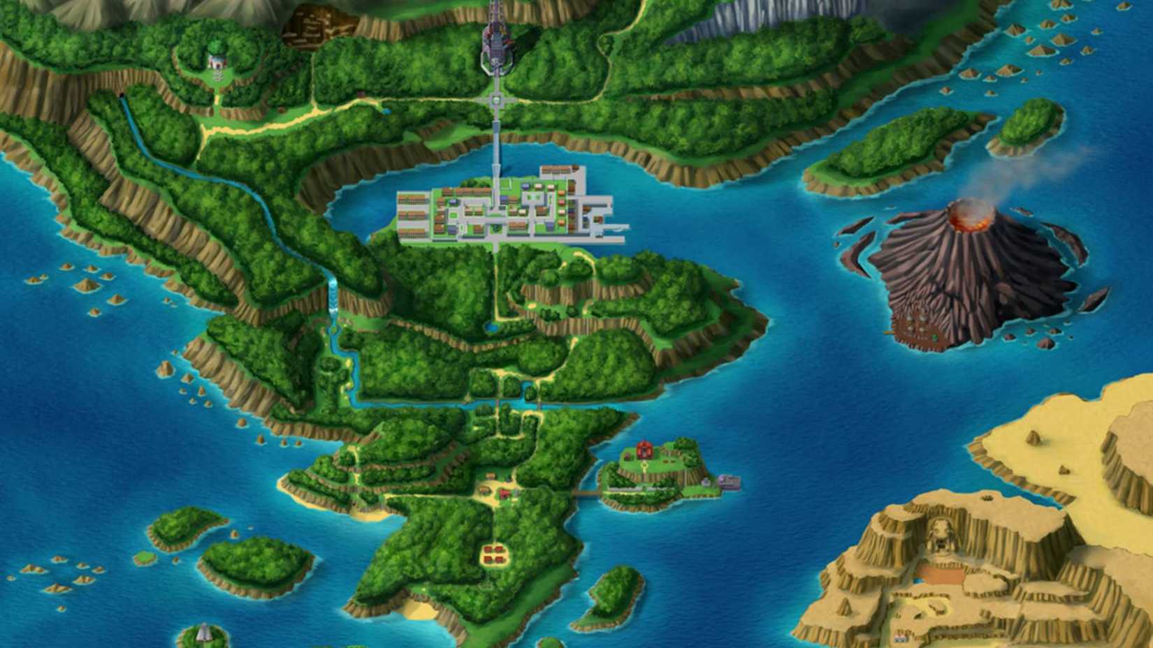 Art of the region map from Pokemon Ranger Shadows of Almia.