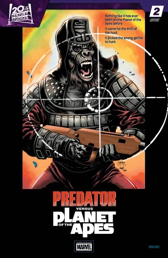 Predator vs the Planet of the Apes #2 cover variant recreates the original Dutch movie poster