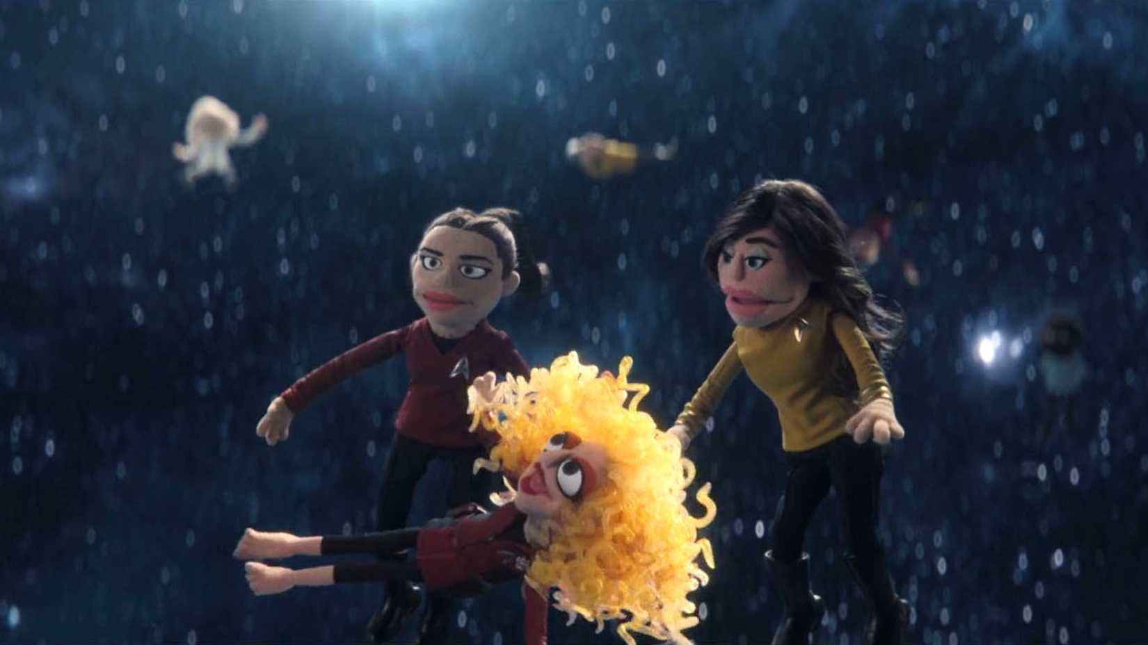 Puppets floating through space