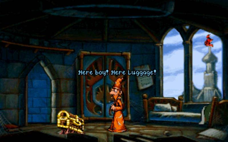Rincewind calling to luggage in Discworld game