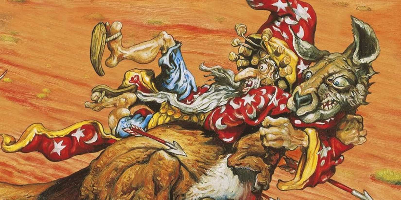 Rincewind on a kangaroo on the cover of The Last Continent