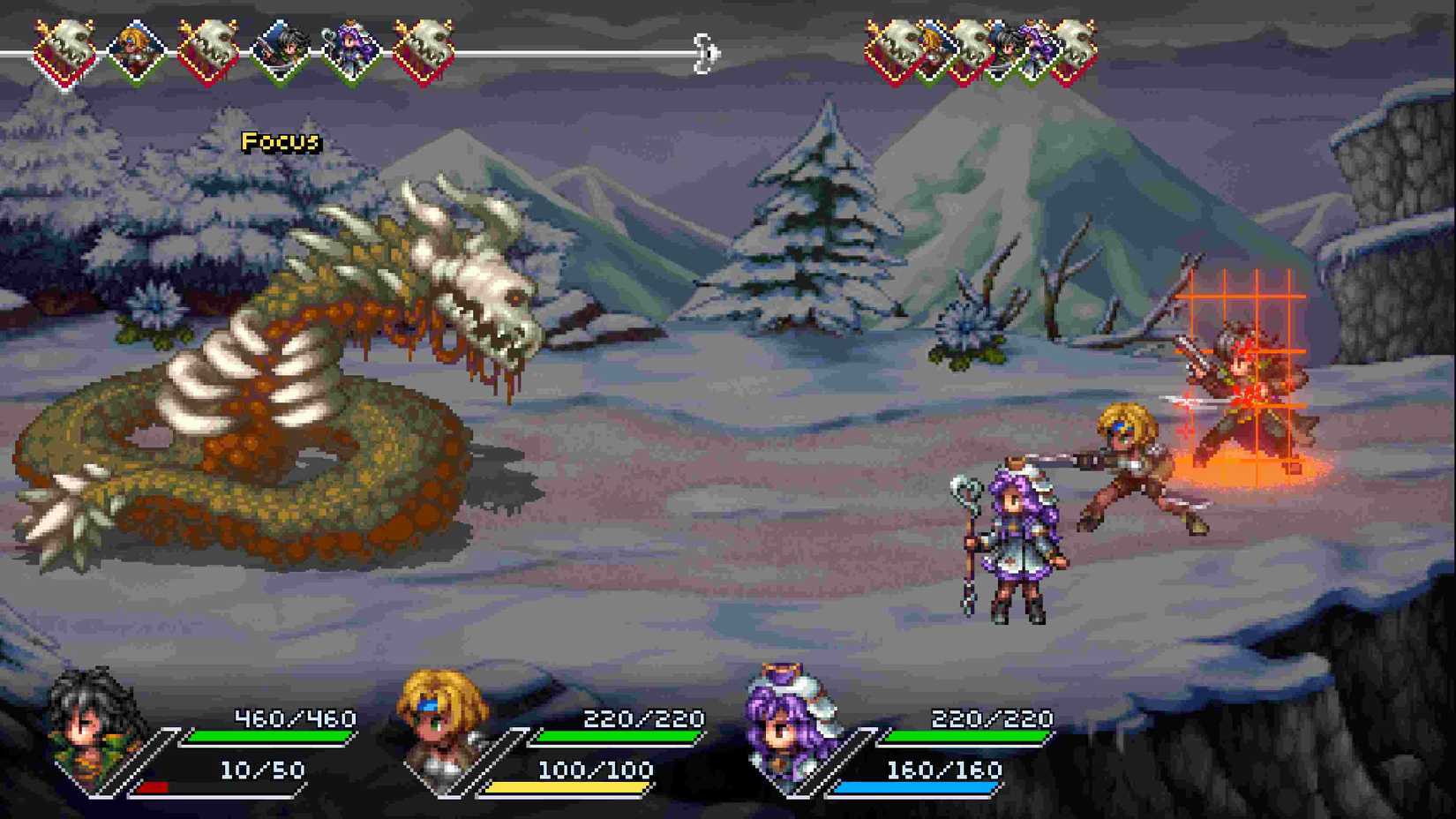 Three characters face a monster in combat in Rise of the Third Power.