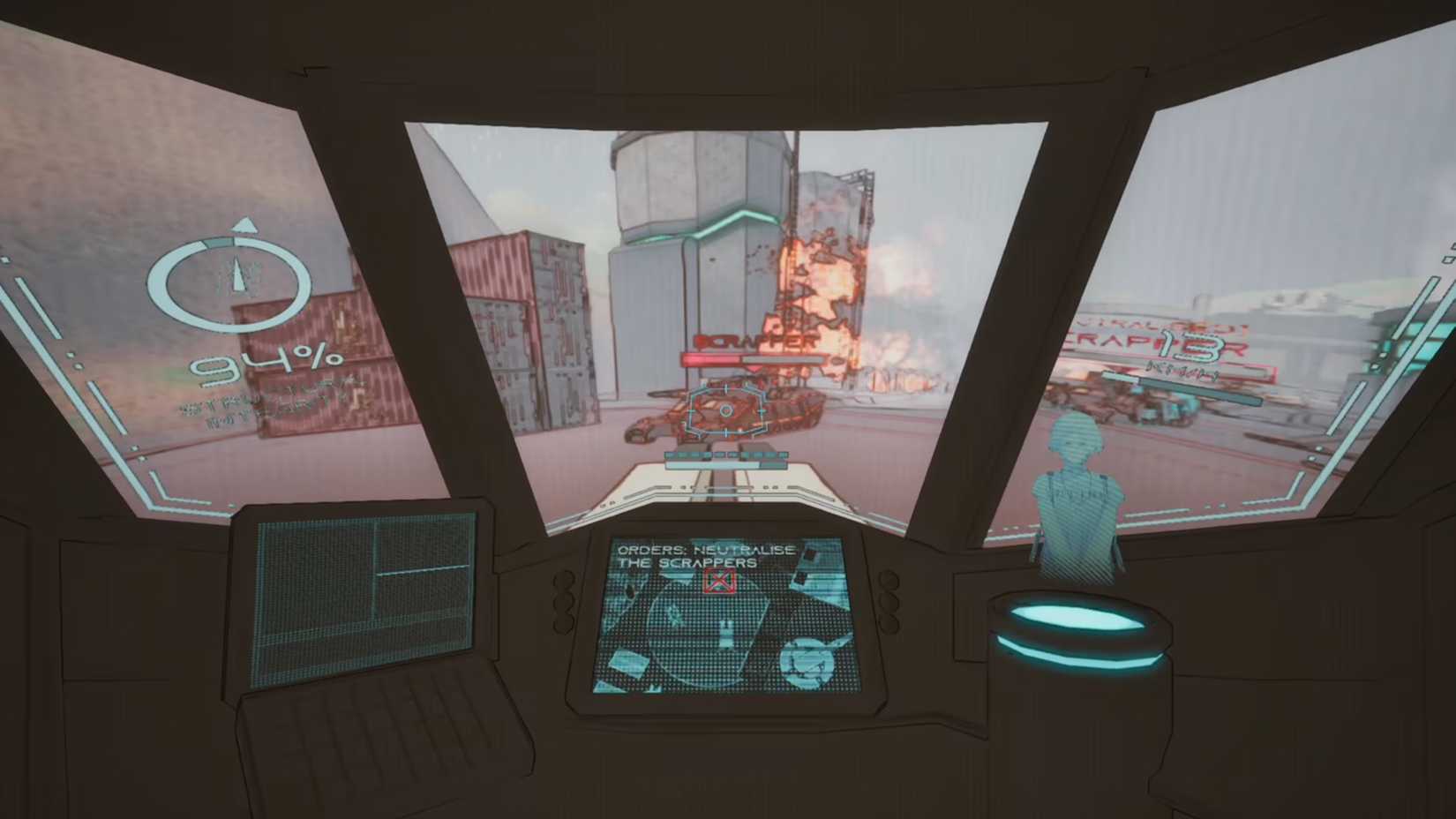 A view of the cockpit in RK Override. 