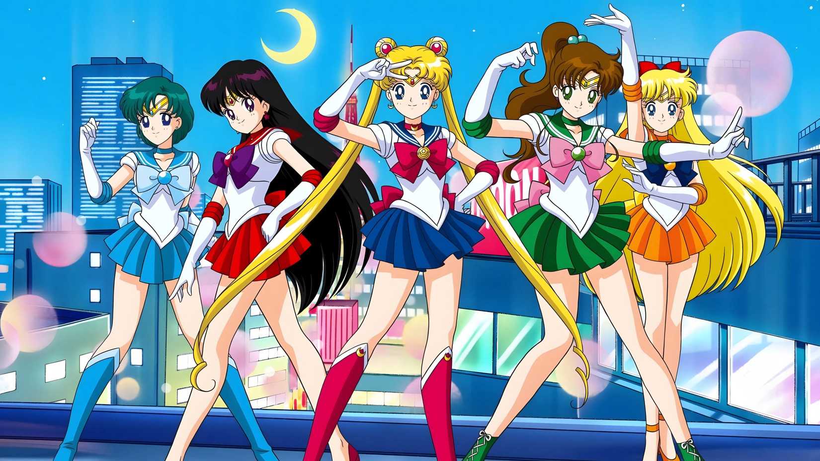 Sailors Mercury Mars Moon Jupiter and Venus from Sailor Moon 1992 TV show