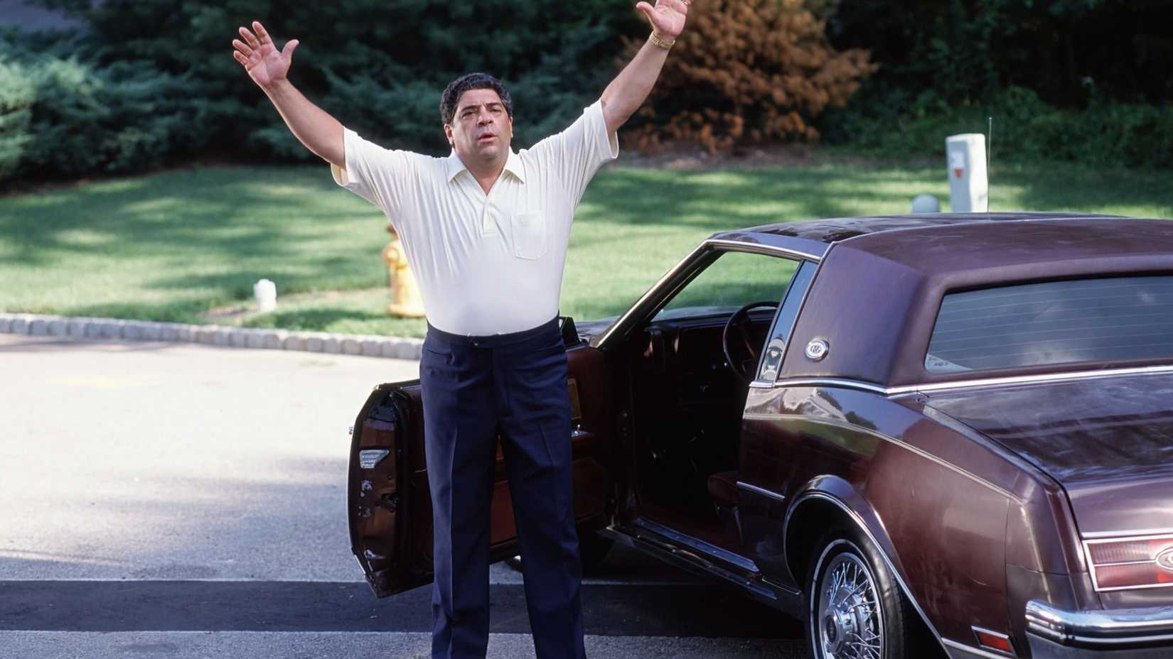 Sal (Vincent Pastore) with his arms in the air in The Sopranos