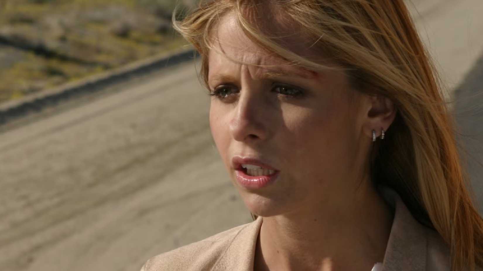 Sarah Michelle Gellar looking into the distance in the Buffy the Vampire Slayer finale.