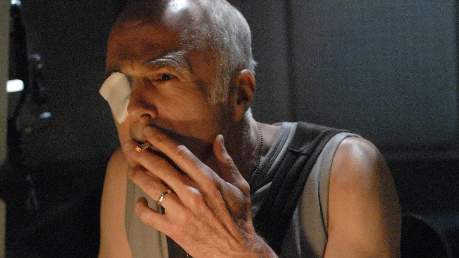 Saul Tigh looking troubled in Battlestar Galactica