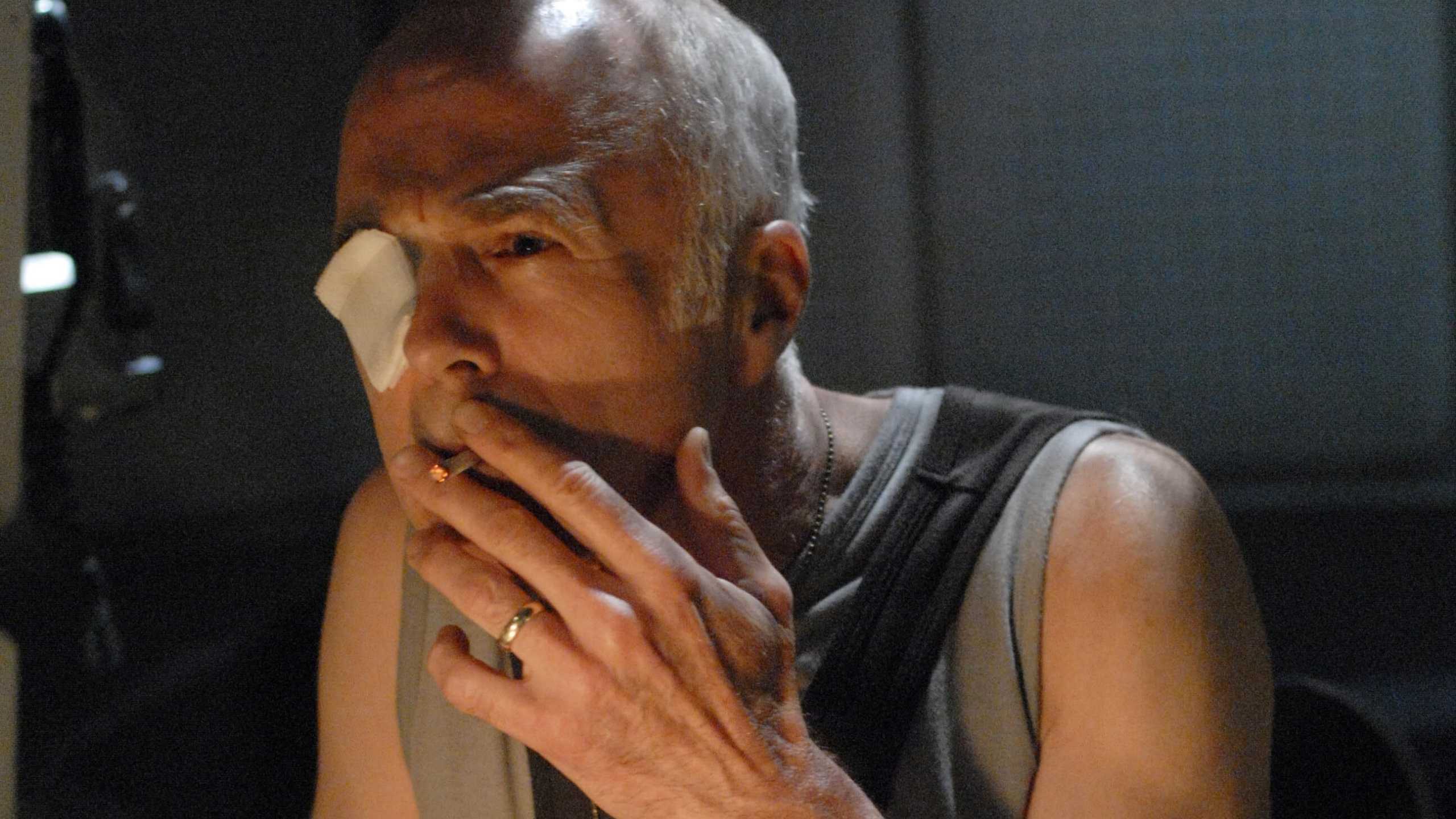 Saul Tigh looking troubled in Battlestar Galactica