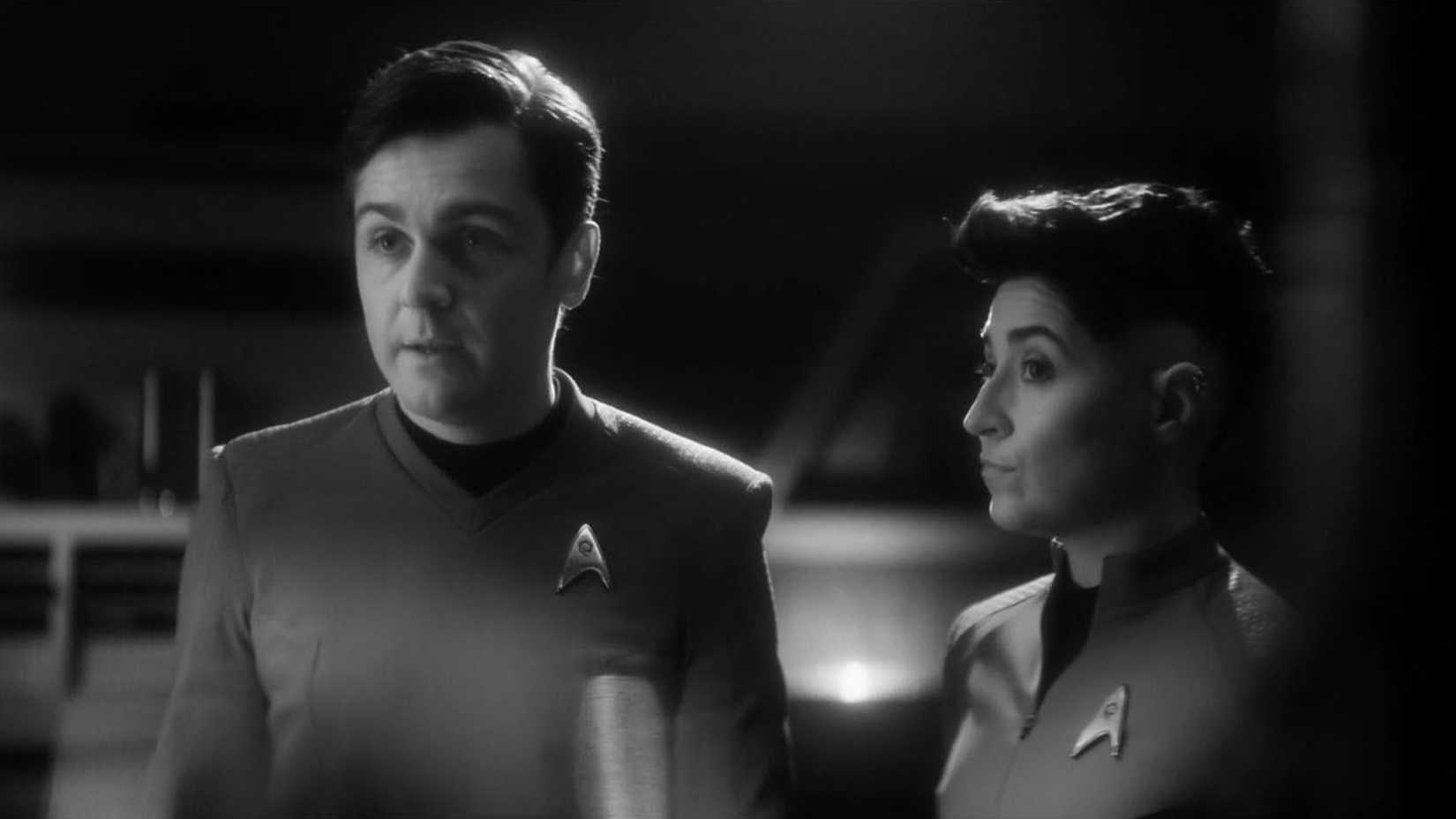 Scotty and Ortegas in black and white