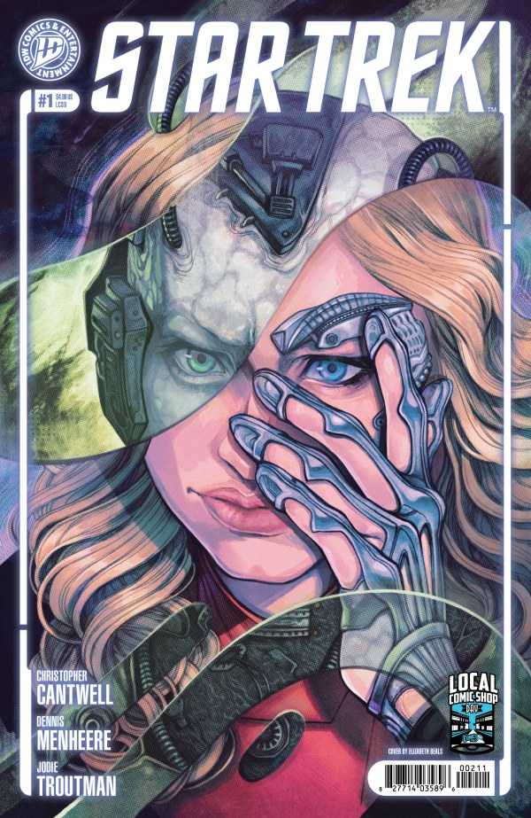 Seven of Nine holds her face in Star Trek #1 comic cover by IDW Entertainment