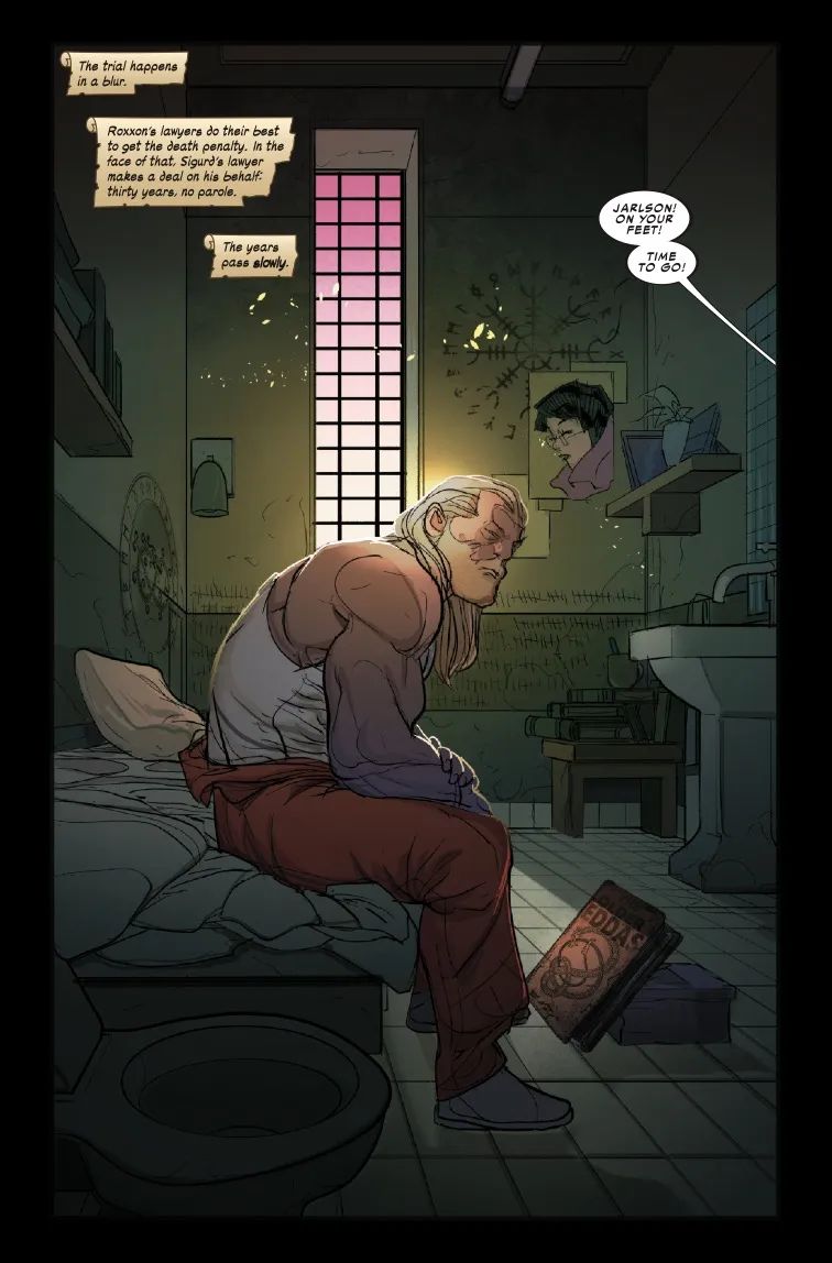 Sigurd Jarlsson sits in prison in Thor #800 comic cover
