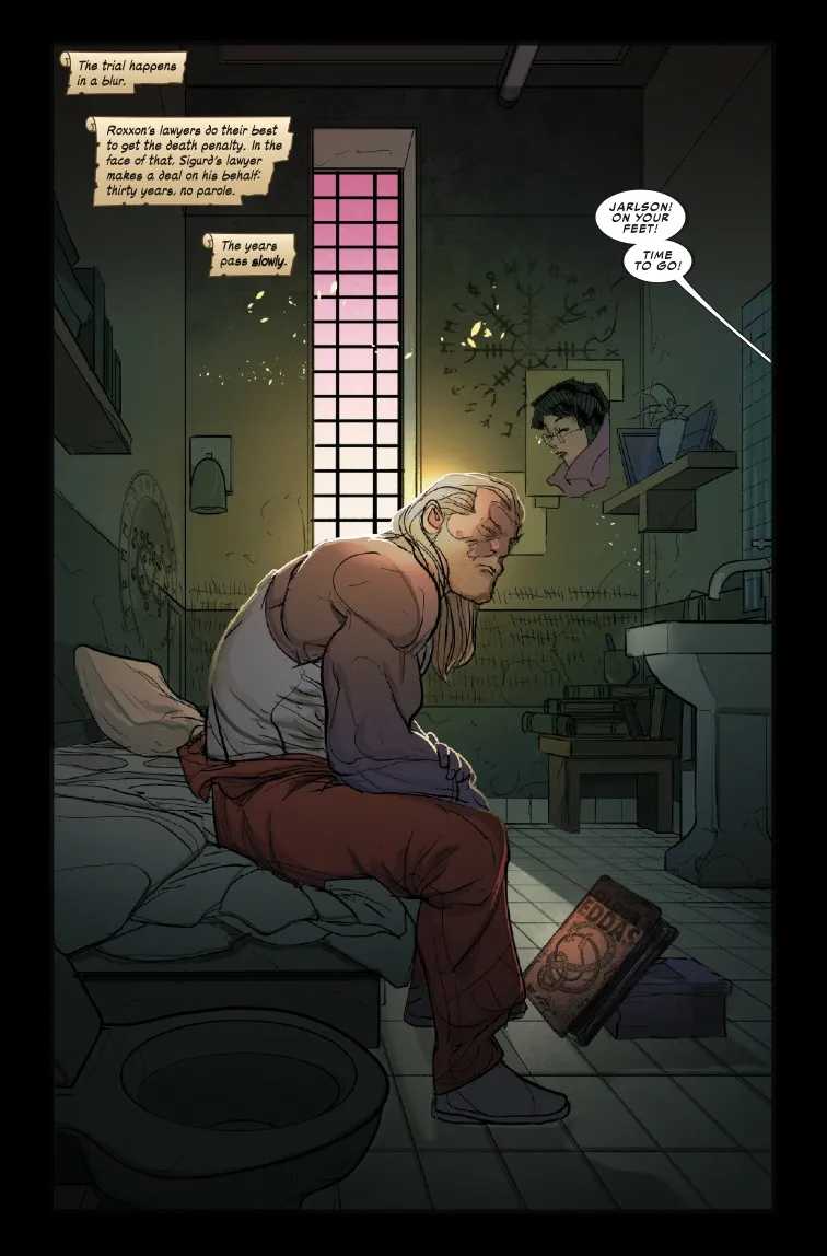 Sigurd Jarlsson sits in prison in Thor #800 comic cover